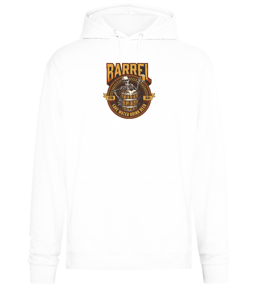 Save Water Drink Beer Barrel Design - Premium Essential Unisex Hoodie_WHITE_front