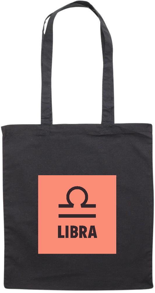 Zodiac Libra Design - Premium colored cotton tote bag_BLACK_front