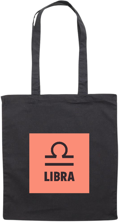 Zodiac Libra Design - Premium colored cotton tote bag_BLACK_front