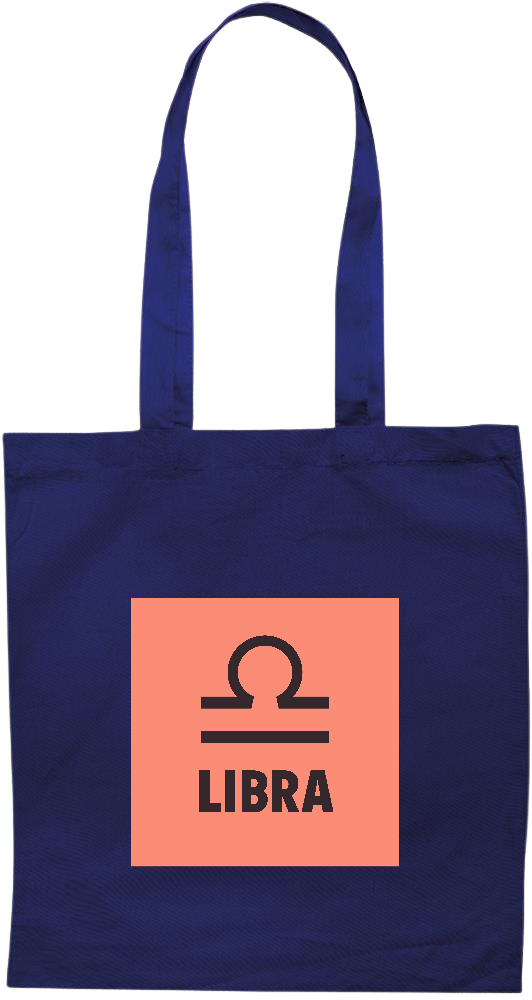 Zodiac Libra Design - Premium colored cotton tote bag_BLUE_front