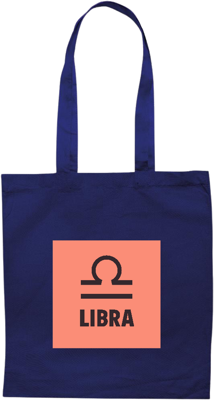 Zodiac Libra Design - Premium colored cotton tote bag_BLUE_front