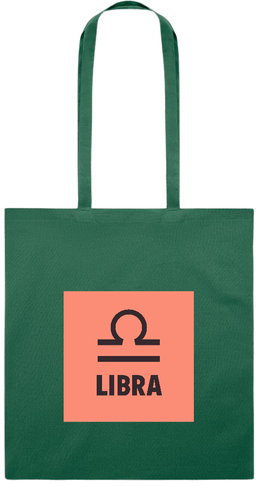 Zodiac Libra Design - Premium colored cotton tote bag_DARK GREEN_front