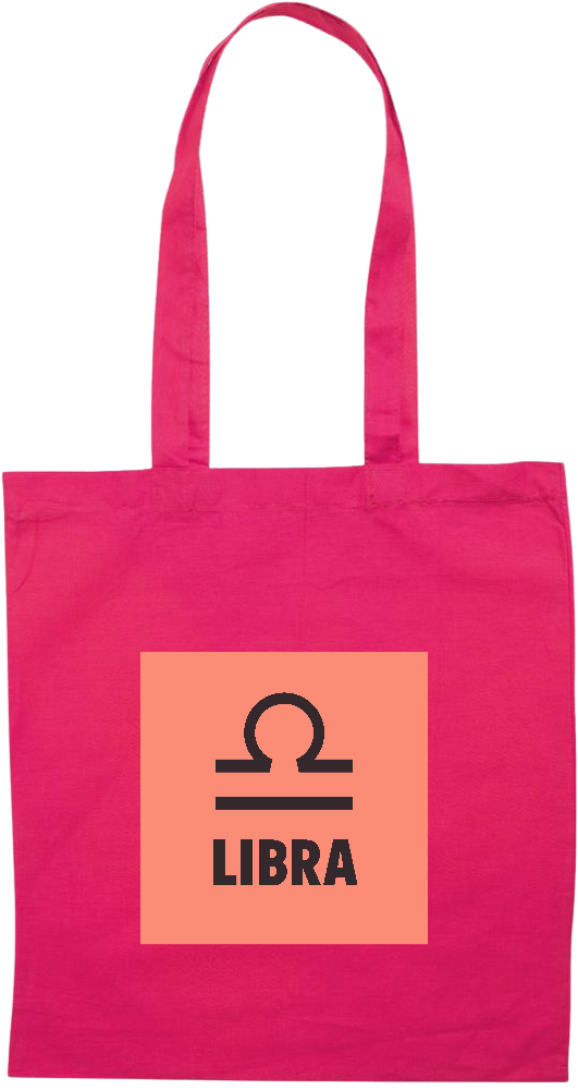 Zodiac Libra Design - Premium colored cotton tote bag_FUCHSIA_front