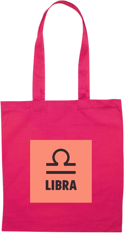 Zodiac Libra Design - Premium colored cotton tote bag_FUCHSIA_front