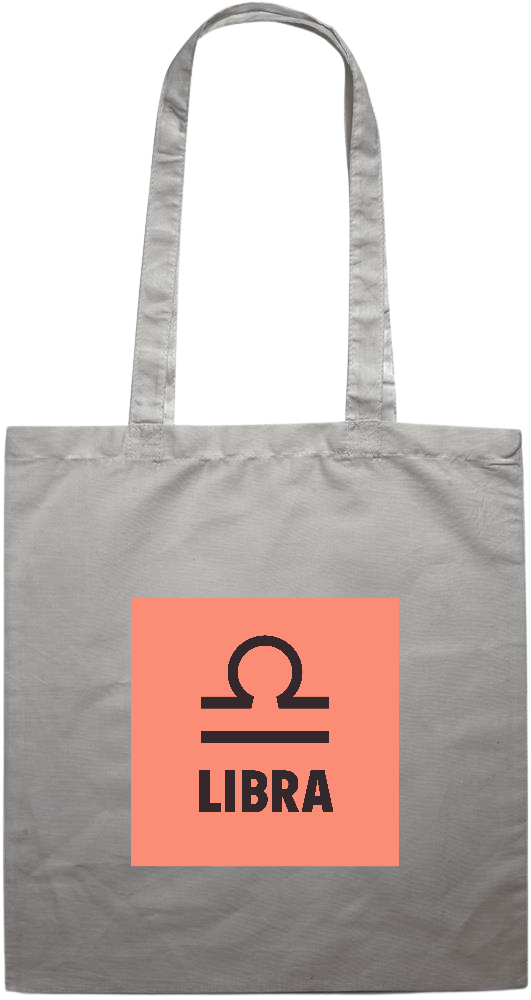 Zodiac Libra Design - Premium colored cotton tote bag_GREY_front