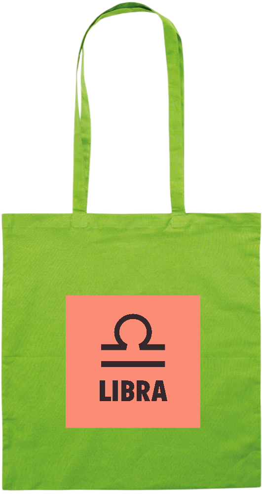 Zodiac Libra Design - Premium colored cotton tote bag_LIME_front