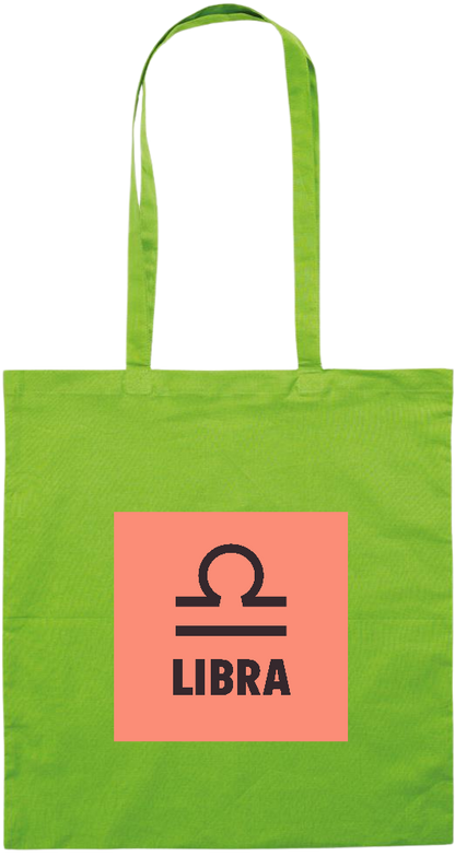 Zodiac Libra Design - Premium colored cotton tote bag_LIME_front