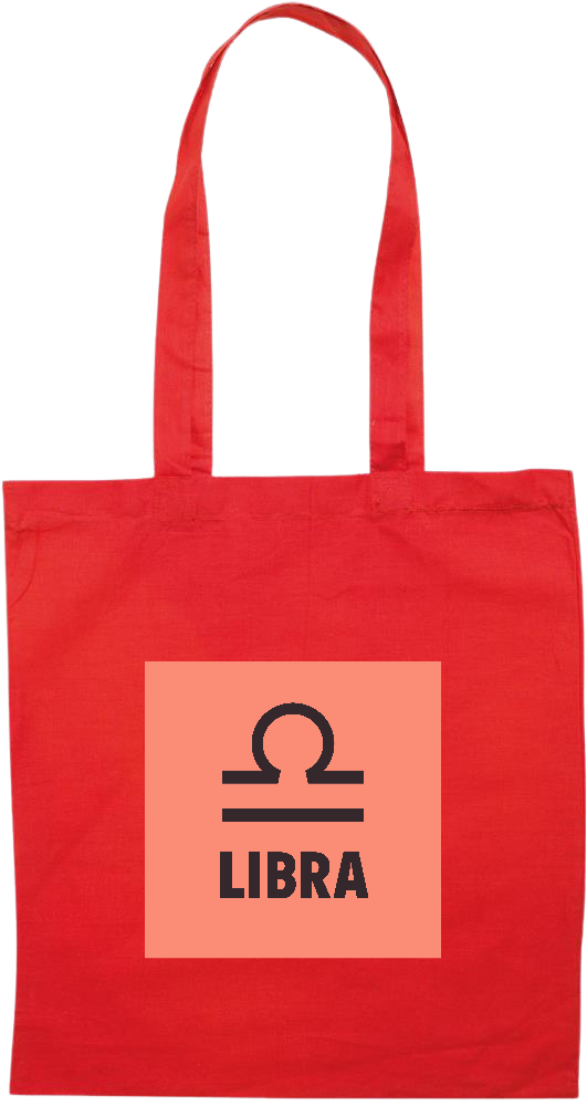 Zodiac Libra Design - Premium colored cotton tote bag_RED_front