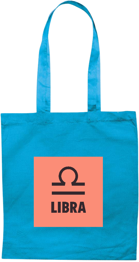 Zodiac Libra Design - Premium colored cotton tote bag_TURQUOISE_front