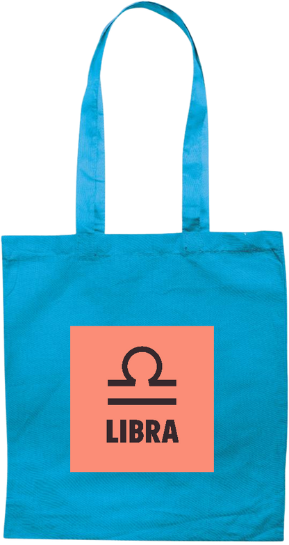 Zodiac Libra Design - Premium colored cotton tote bag_TURQUOISE_front