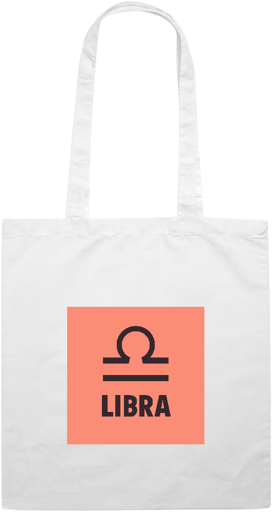 Zodiac Libra Design - Premium colored cotton tote bag_WHITE_front