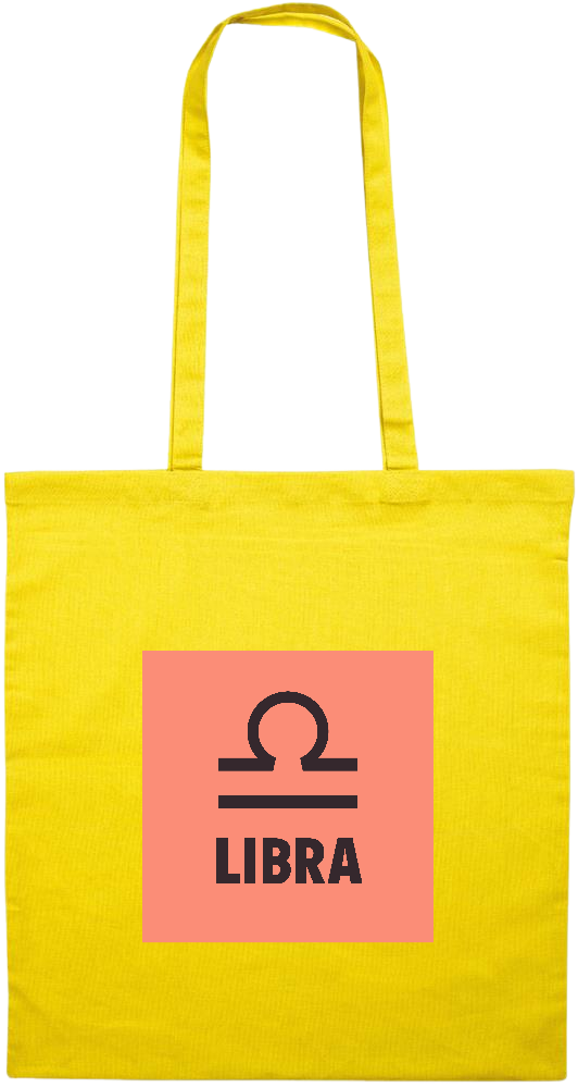 Zodiac Libra Design - Premium colored cotton tote bag_YELLOW_front