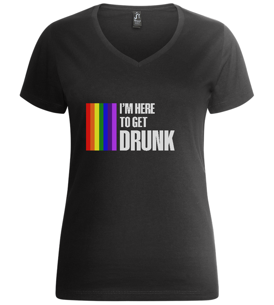 I'm Getting Drunk Design - Premium women's v-neck t-shirt_DEEP BLACK_front