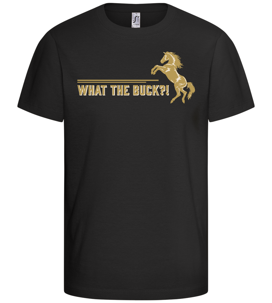 What The Buck Design - Comfort kids fitted t-shirt_DEEP BLACK_front