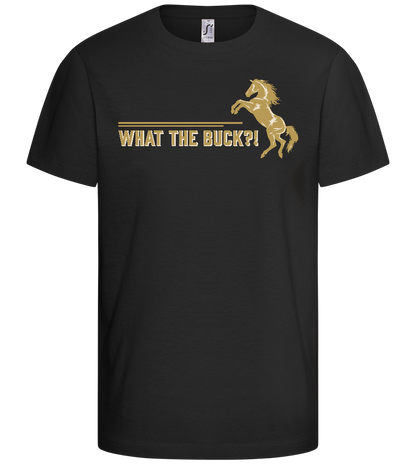 What The Buck Design - Comfort kids fitted t-shirt_DEEP BLACK_front