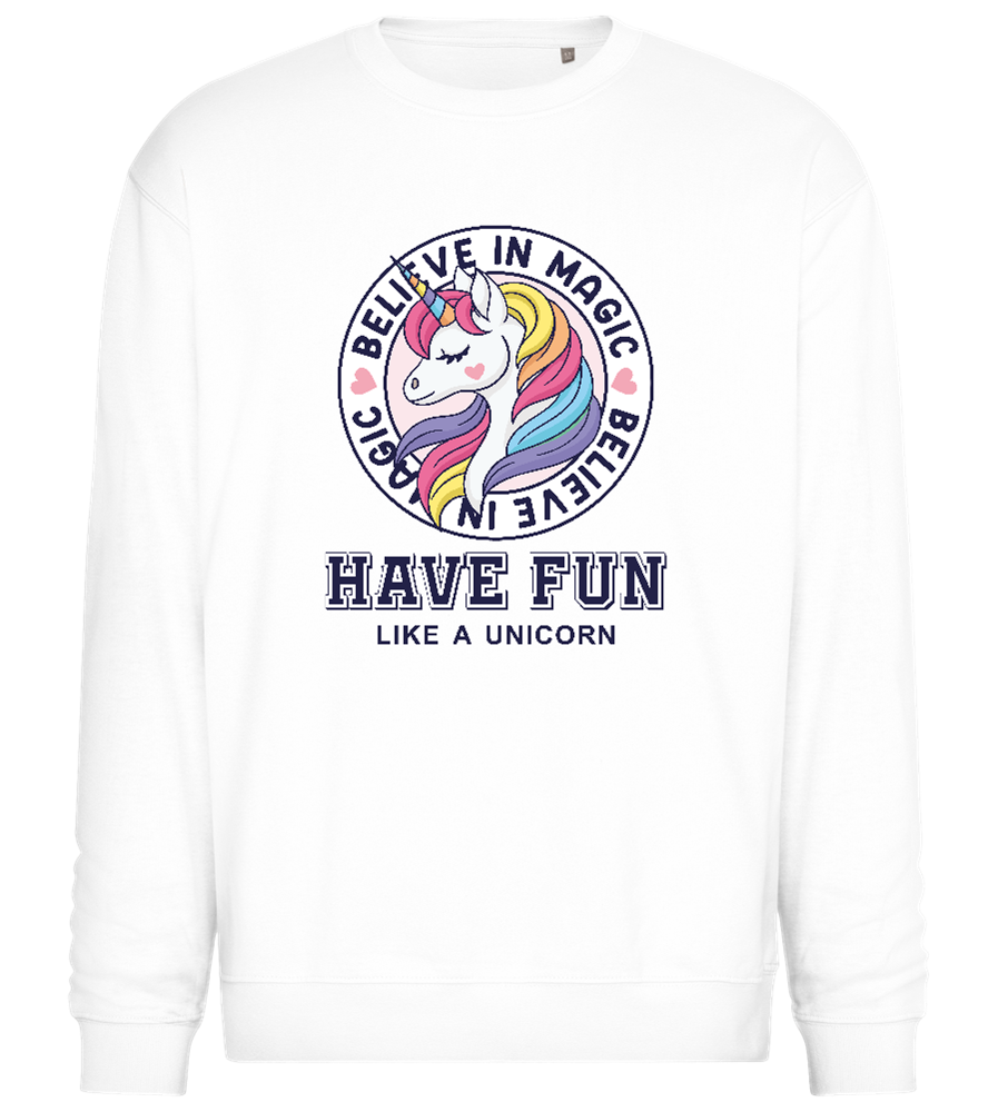 Believe in Magic Unicorn Design - Comfort Essential Unisex Sweater_WHITE_front