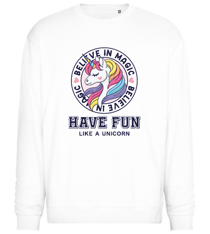 Believe in Magic Unicorn Design - Comfort Essential Unisex Sweater_WHITE_front