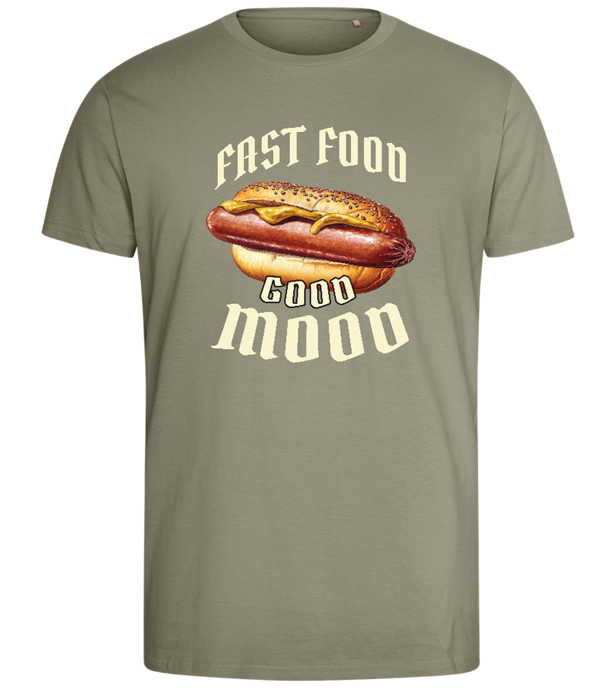 Fast Food Good Mood Design - Comfort men's fitted t-shirt_KHAKI_front