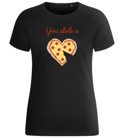 The Stolen Slice Design - Basic women's fitted t-shirt_DEEP BLACK_front