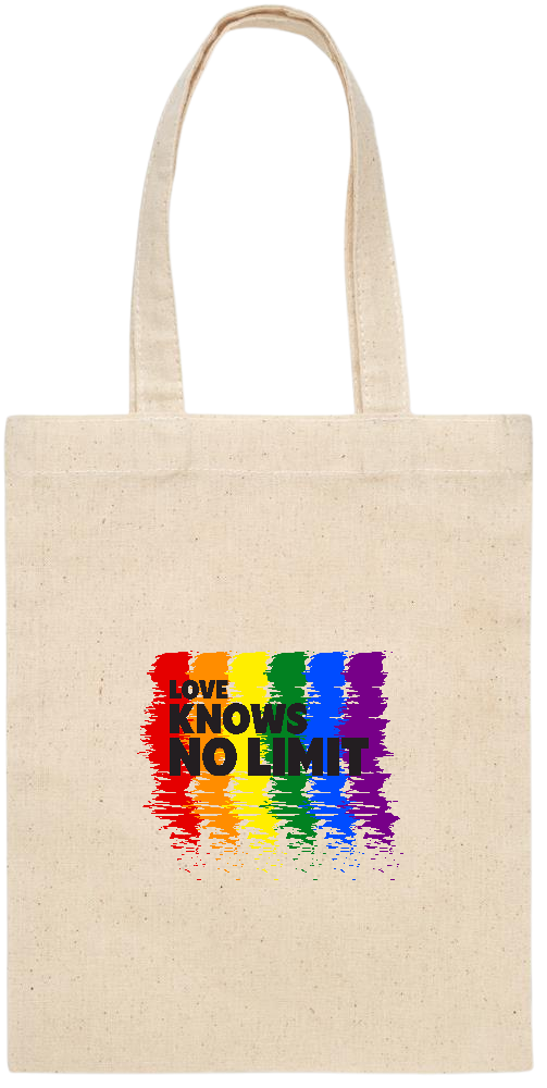 Love Knows No Limits Design - Essential small colored handle gift bag_BEIGE_front