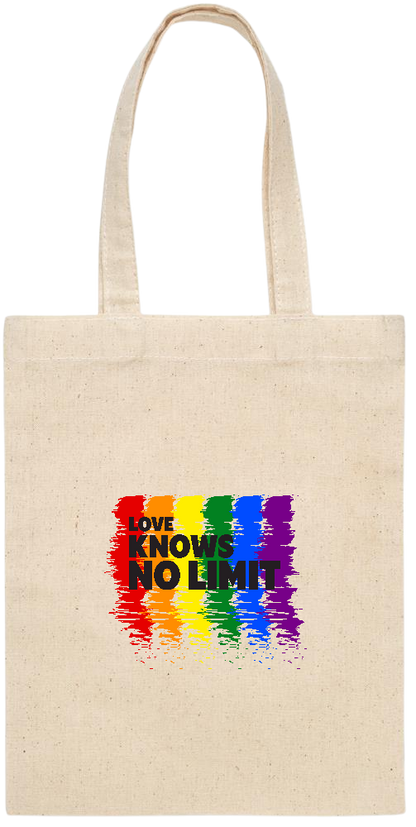 Love Knows No Limits Design - Essential small colored handle gift bag_BEIGE_front