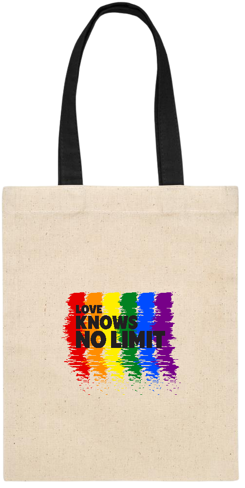 Love Knows No Limits Design - Essential small colored handle gift bag_BLACK_front