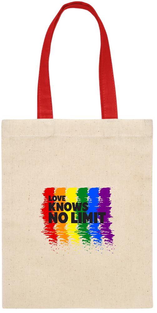 Love Knows No Limits Design - Essential small colored handle gift bag_RED_front