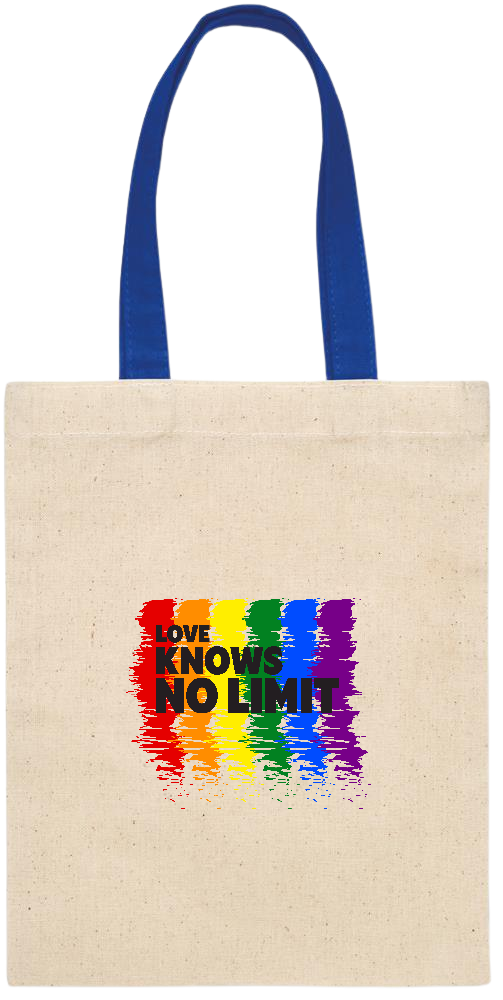 Love Knows No Limits Design - Essential small colored handle gift bag_ROYAL BLUE_front