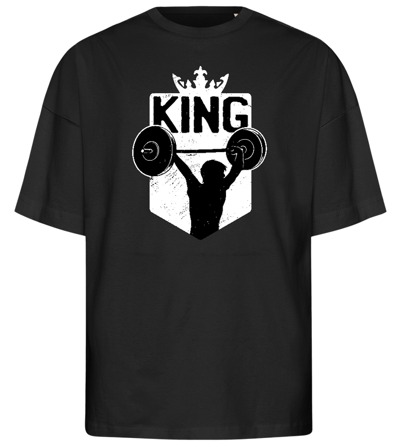 Weightlifting King Design - Premium men's oversized t-shirt_DEEP BLACK_front