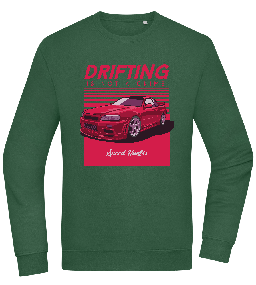 Drifting Not A Crime Design - Comfort Essential Unisex Sweater_GREEN BOTTLE_front