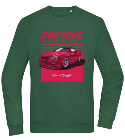 Drifting Not A Crime Design - Comfort Essential Unisex Sweater_GREEN BOTTLE_front