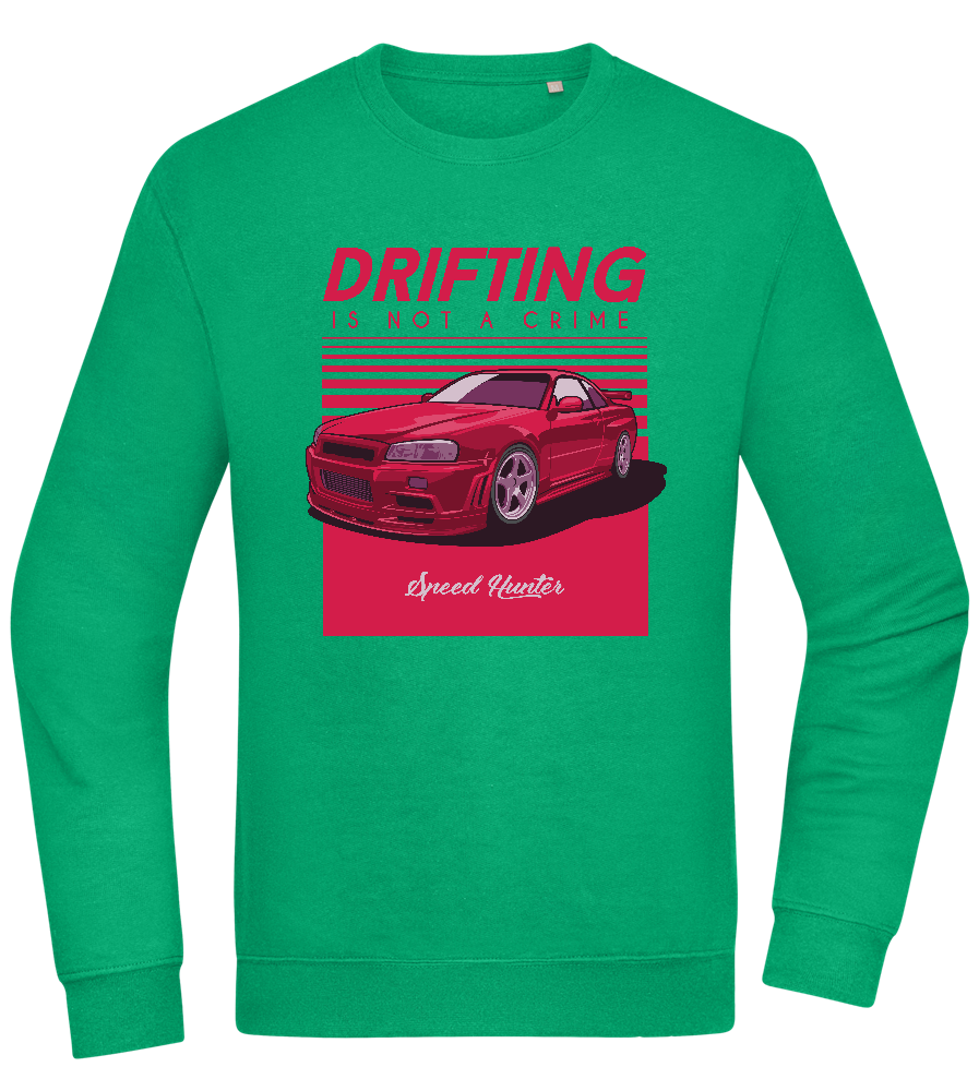 Drifting Not A Crime Design - Comfort Essential Unisex Sweater_MEADOW GREEN_front