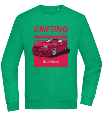 Drifting Not A Crime Design - Comfort Essential Unisex Sweater_MEADOW GREEN_front