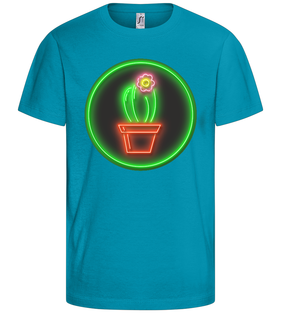 Neon Cactus Design - Comfort kids fitted t-shirt_TURQUOISE_front