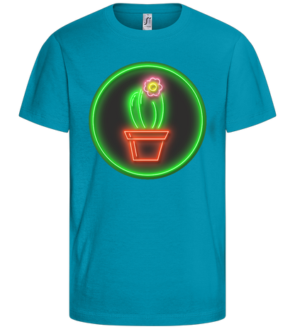 Neon Cactus Design - Comfort kids fitted t-shirt_TURQUOISE_front