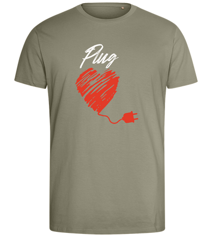 Plug Heart Design - Comfort men's fitted t-shirt_KHAKI_front