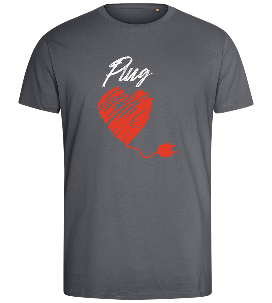 Plug Heart Design - Comfort men's fitted t-shirt_MOUSE GREY_front