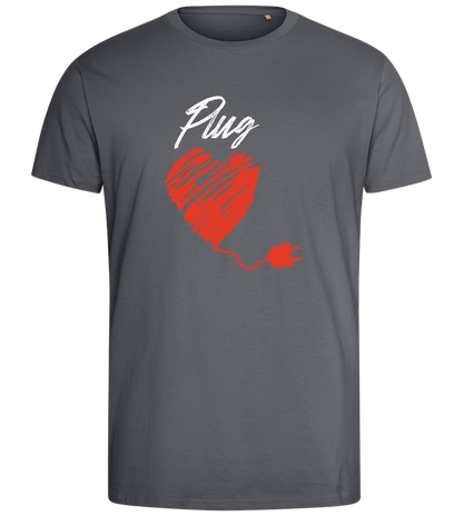 Plug Heart Design - Comfort men's fitted t-shirt_MOUSE GREY_front