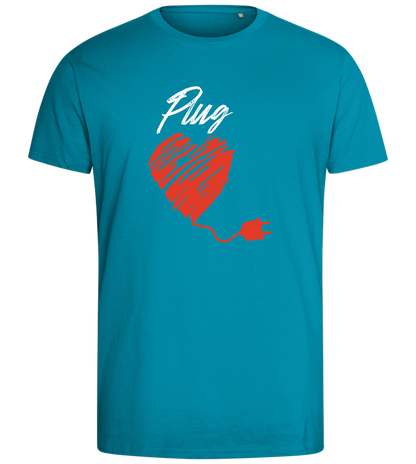 Plug Heart Design - Comfort men's fitted t-shirt_TURQUOISE_front