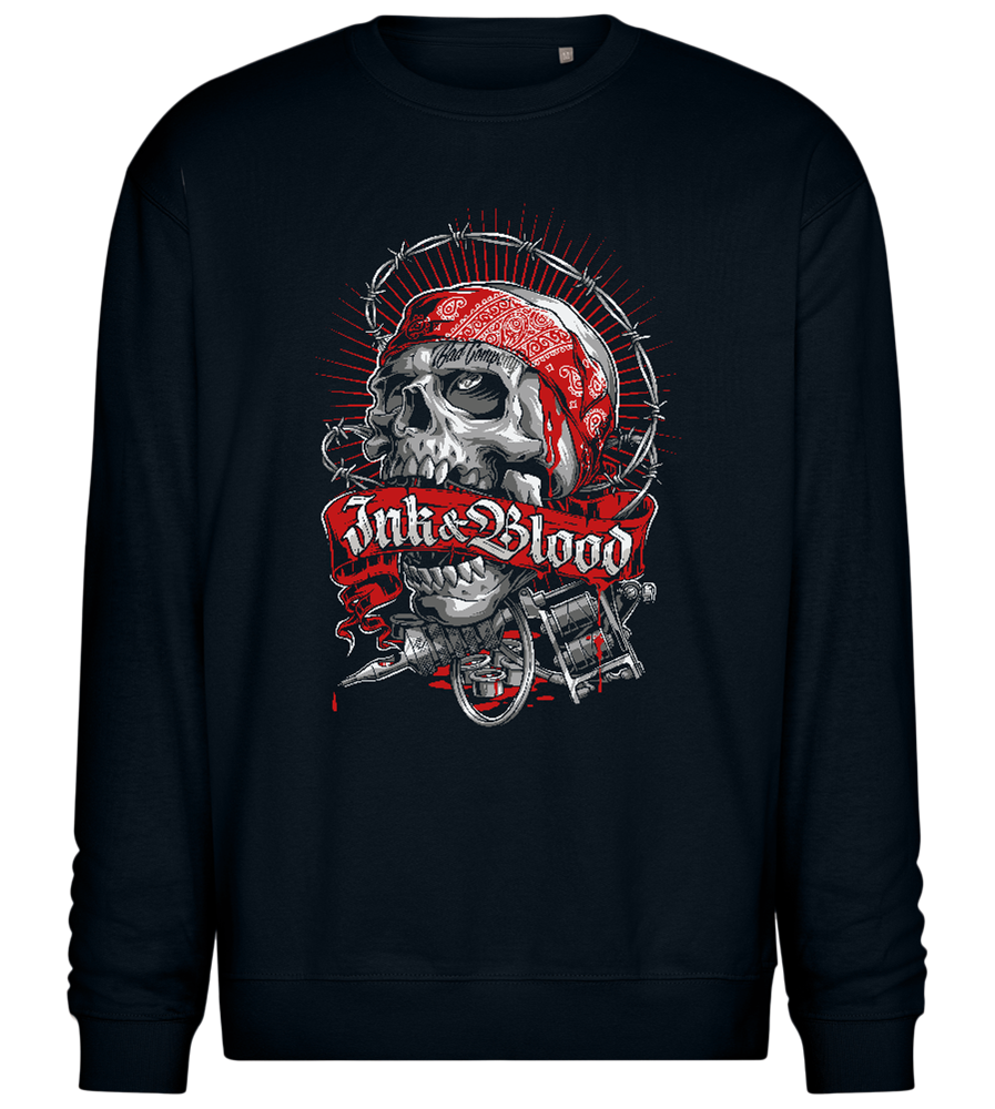 Inked Warrior Skull Design - Comfort Essential Unisex Sweater_BLACK_front