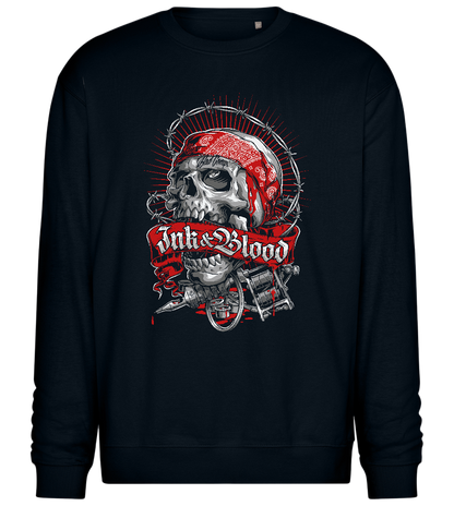 Inked Warrior Skull Design - Comfort Essential Unisex Sweater_BLACK_front