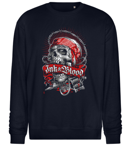 Inked Warrior Skull Design - Comfort Essential Unisex Sweater_FRENCH NAVY_front