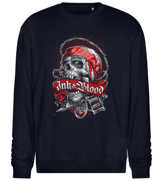 Inked Warrior Skull Design - Comfort Essential Unisex Sweater_FRENCH NAVY_front