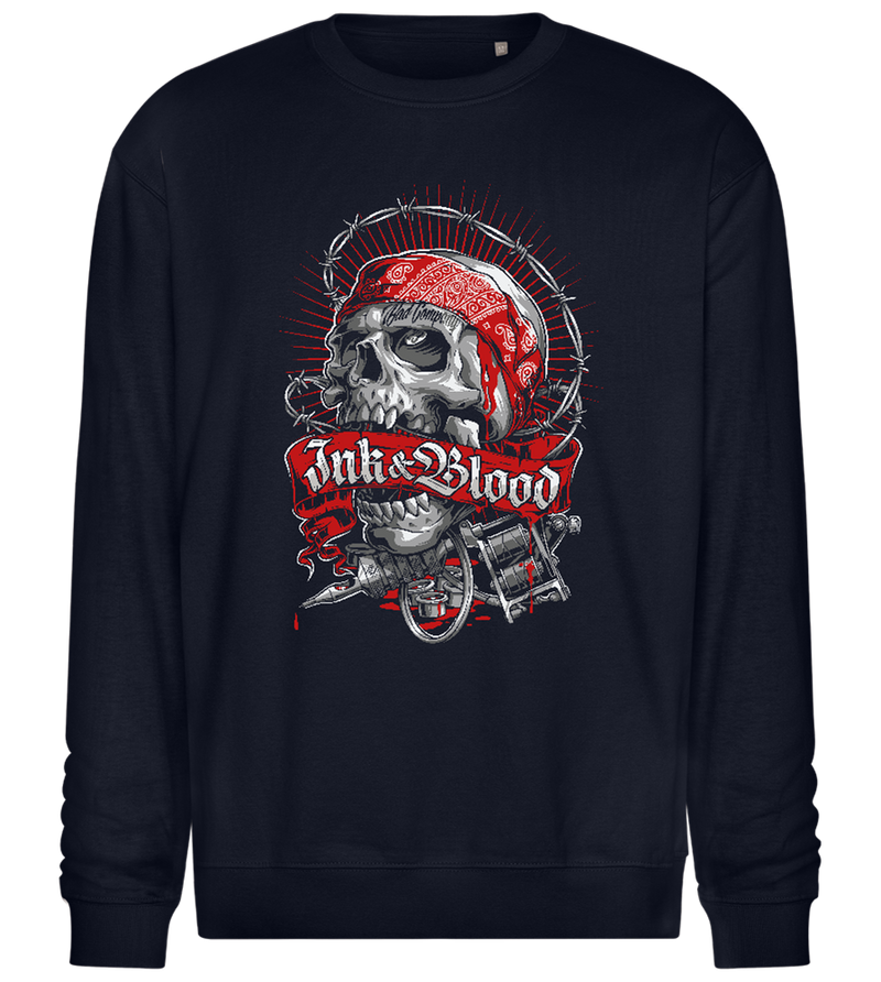 Inked Warrior Skull Design - Comfort Essential Unisex Sweater_FRENCH NAVY_front