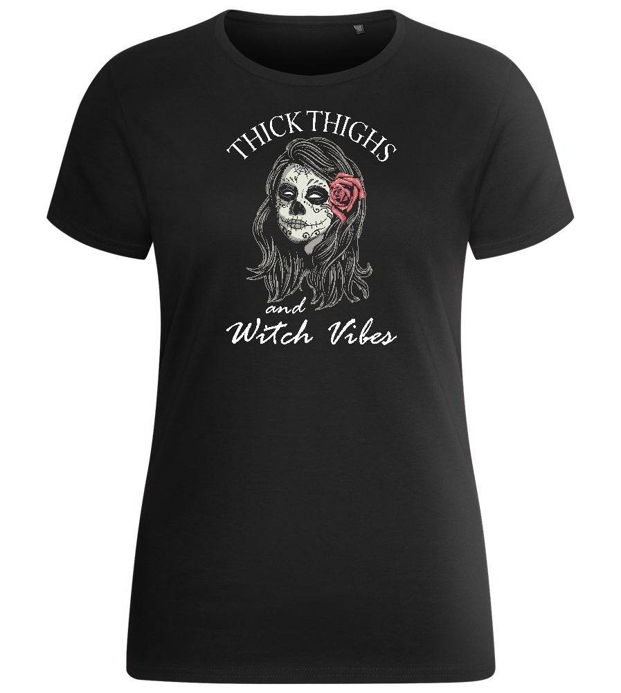 Thick Thighs Design - Basic women's fitted t-shirt_DEEP BLACK_front