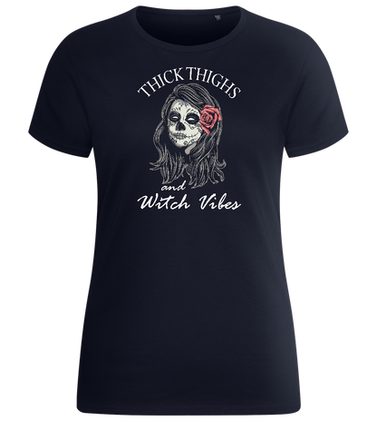 Thick Thighs Design - Basic women's fitted t-shirt_FRENCH NAVY_front