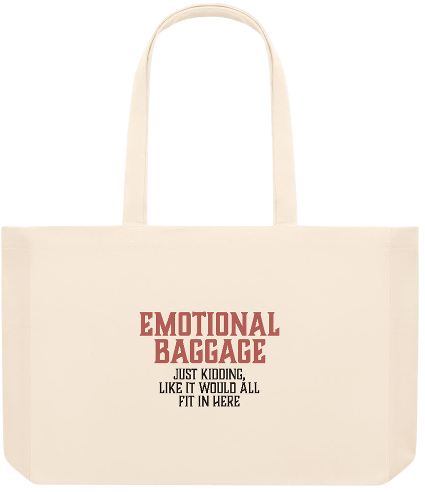 Emotional Baggage Design - Premium large recycled beach tote bag_BEIGE_front