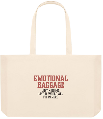 Emotional Baggage Design - Premium large recycled beach tote bag_BEIGE_front