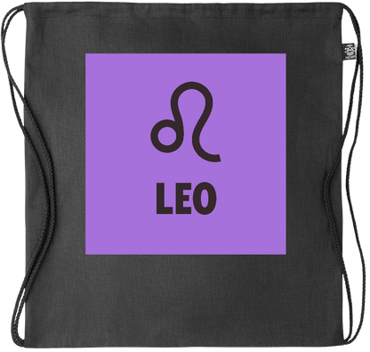 Zodiac Leo Design - Premium hemp drawstring bag_BLACK_front