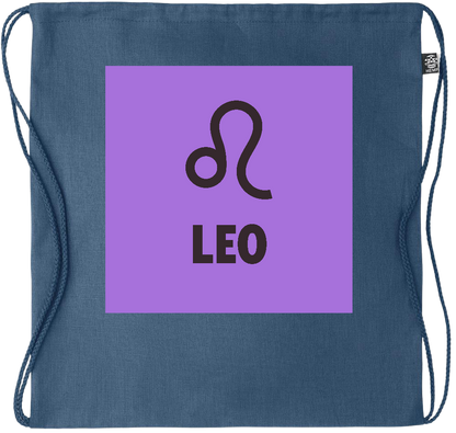 Zodiac Leo Design - Premium hemp drawstring bag_BLUE_front